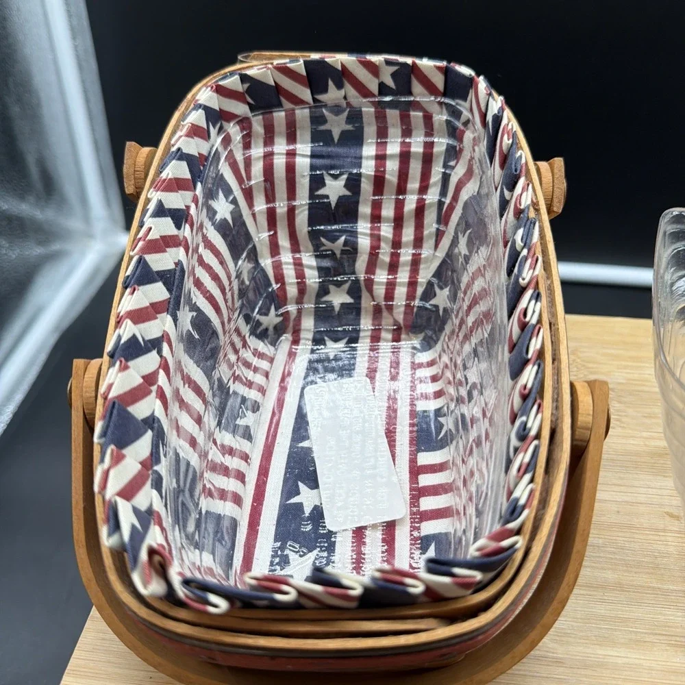 Longaberger 1996 All American Summertime vegetable basket liner divided protcr